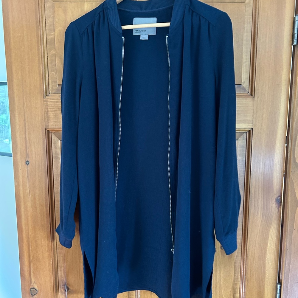 Navy Blue Open Front Cardigan